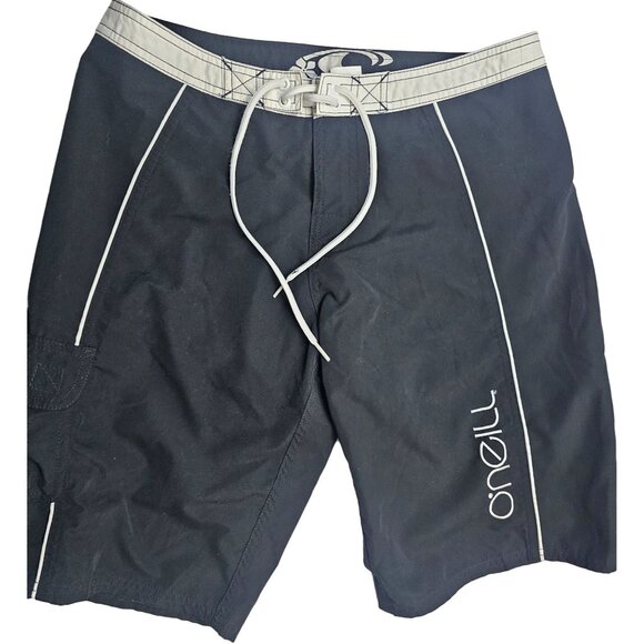 O'Neill Board Shorts Women Size 9 Black White Surf Swim Trunks - Picture 1 of 7
